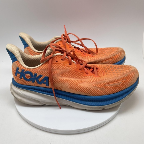 Hoka One One Clifton 9 Shoes Mens 12.5 D Orange Running Sneakers 1127895 VOIM